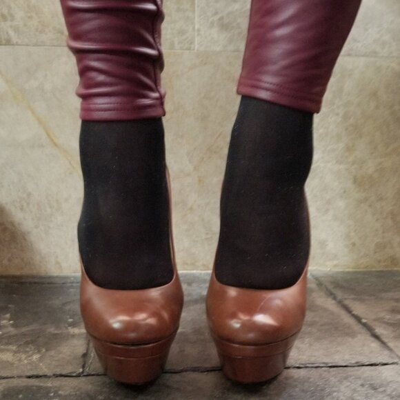 Real Leather Dark Brown Pump - Picture 2 of 10
